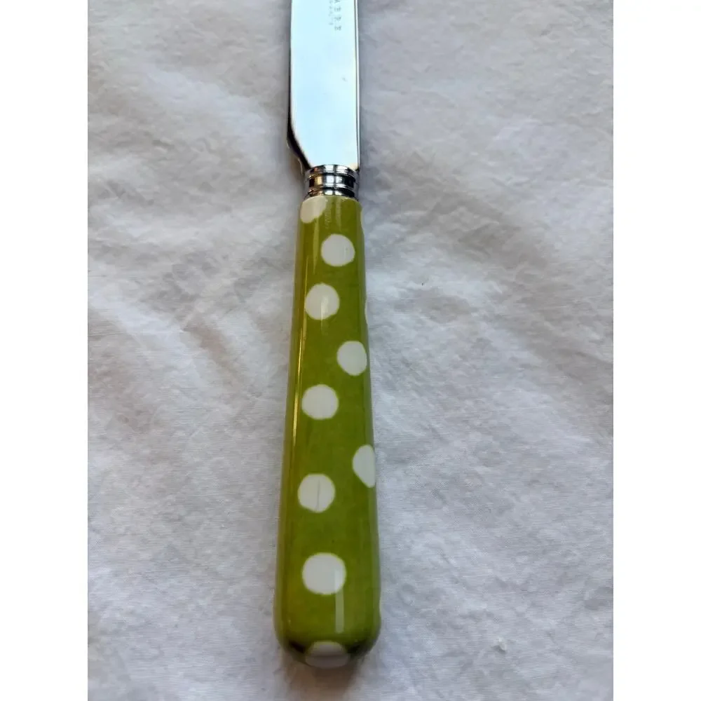 NEW Sabre Paris Green Polka Dot Breakfast Knife